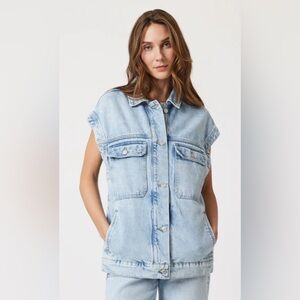 MAVI Nadia Denim Vest| Bleached Well Blue Women Size small NEW